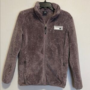 New Balance Gray Fleece Sweatshirt with Stand-Up Collar
